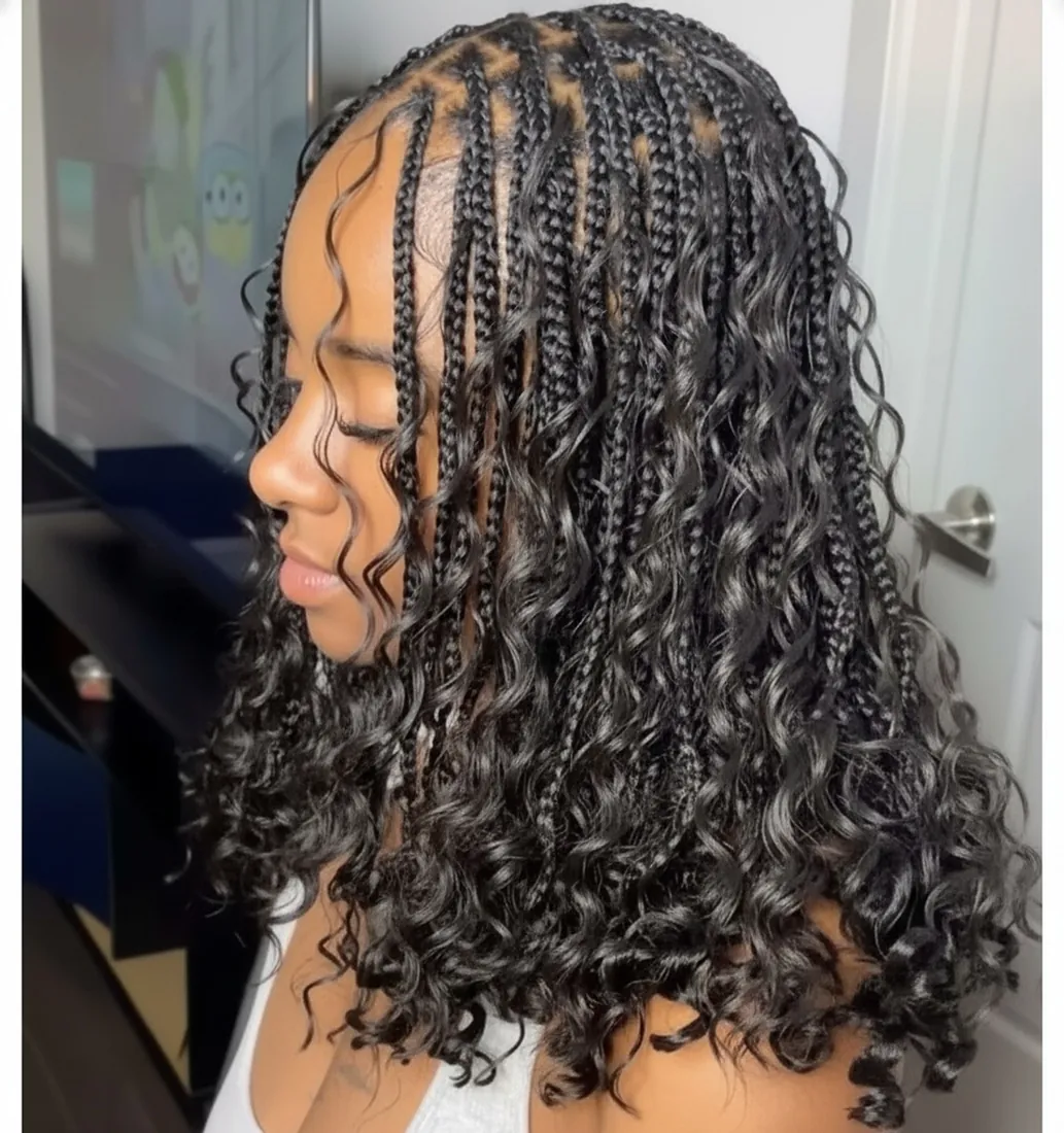 Boho braids with soft curls